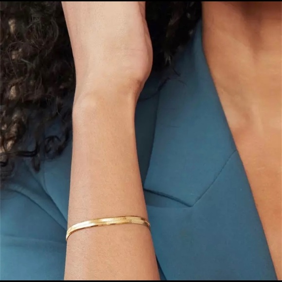 Gold, Silver, and Rose Gold Herringbone Bracelet - Picture 6 of 10